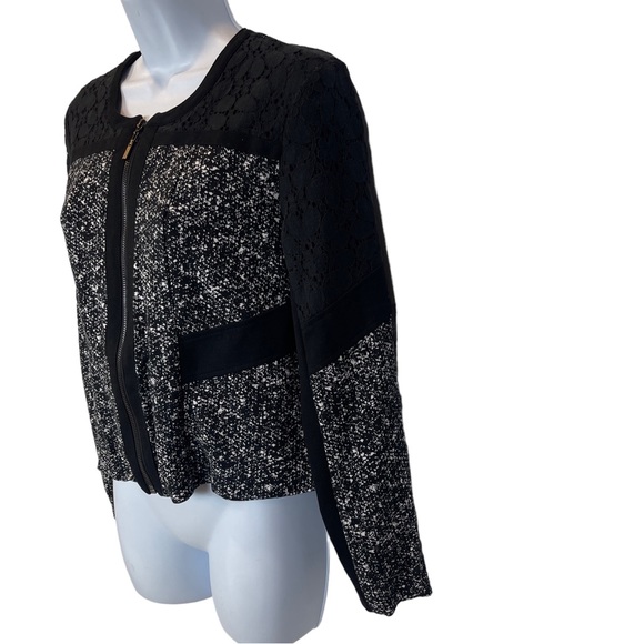 Woman's Cato Lace Scoop Neck Long Sleeve Full Zip Blazer Sz 2. Under lining - Picture 3 of 10